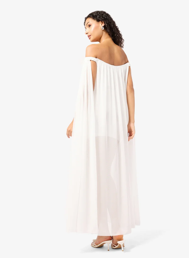 Ginger Off Shoulder Pleated Maxi Dress